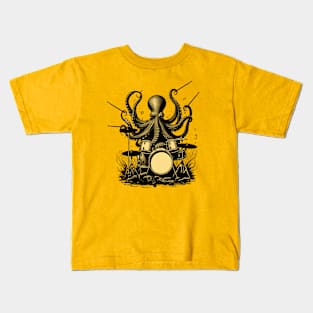 Drummer Octopus Kids T-Shirt